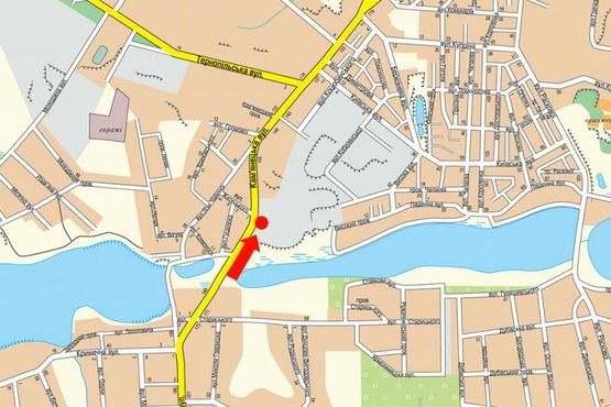 Схема рекламної площини за адресою Каменецкая ул., 161, возле "Кирпичного завода"