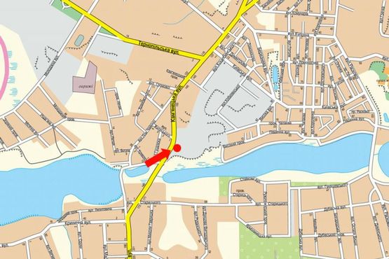 Схема рекламної площини за адресою Каменецкая ул., 161, возле "Кирпичного завода"