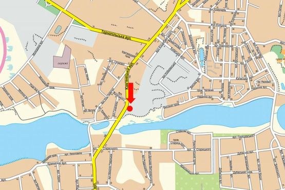 Схема рекламної площини за адресою Каменецкая ул., 161, возле "Кирпичного завода"