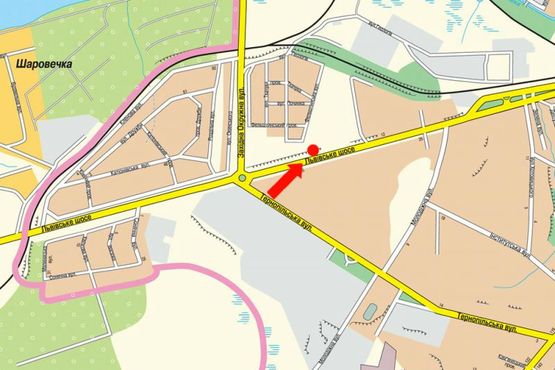 Схема рекламної площини за адресою Львовское шоссе, 18, возле автомагазина