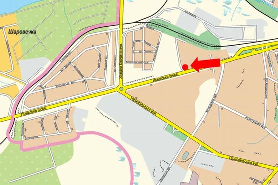 Схема рекламной плоскости по адресу Львовское шоссе, 18, возле автомагазина