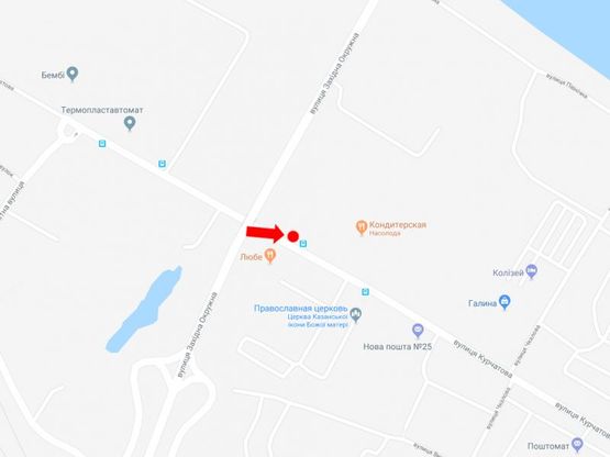 Схема рекламной плоскости по адресу Курчатова ул., 10, возле завода «Нива», в центр