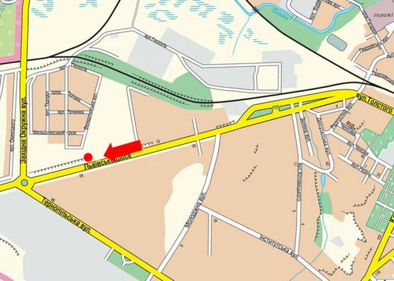 Схема рекламної площини за адресою Львовское шоссе, 55, напротив, в сторону Львова