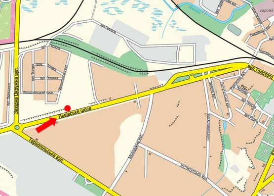 Схема рекламної площини за адресою Львовское шоссе, 55, напротив, в центр