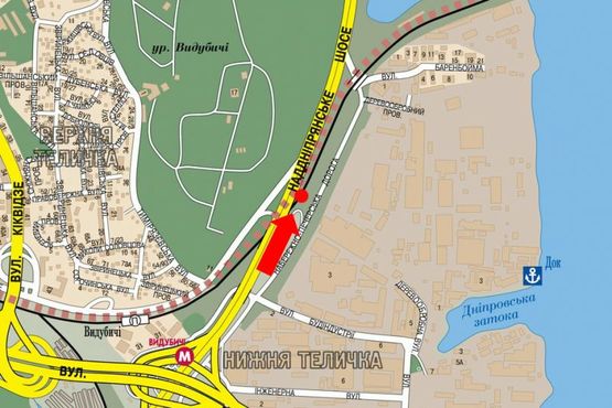 Схема рекламної площини за адресою Надднепрянское шоссе, возле жд переезда, в сторону Дружбы Народов бул.