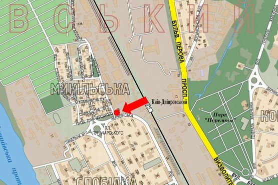 Схема рекламной плоскости по адресу Челябинская ул. / Каховская ул., в сторону Кулиша пл. (бывш. Луначарского пл.)