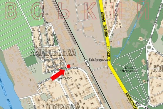 Схема рекламної площини за адресою Челябинская ул. / Каховская ул., в сторону Нестайка ул. (бывш. Мыльчакова ул.)