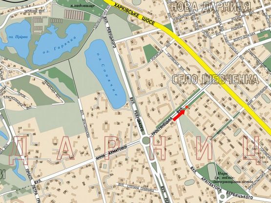 Схема рекламної площини за адресою Тростянецкая ул., 6, в сторону Харьковское шоссе