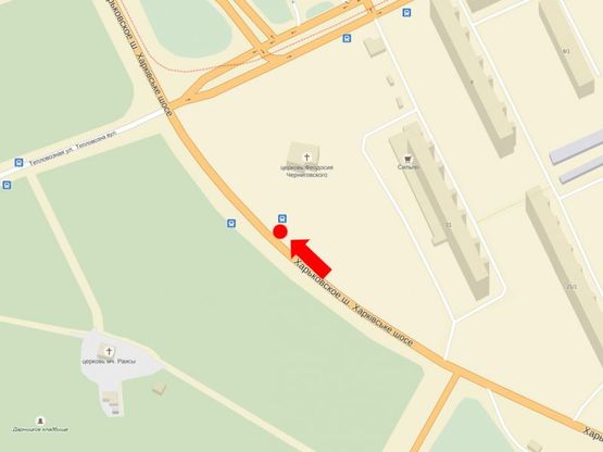 Схема рекламної площини за адресою Харьковское шоссе, 21, перед поворотом на жд вокзал Дарница, в сторону Дарницкая пл. (бывш. Ленинградская пл.)