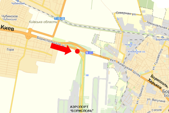 Схема рекламної площини за адресою Трасса Киев-Борисполь, разделитель, в сторону а/п Борисполь