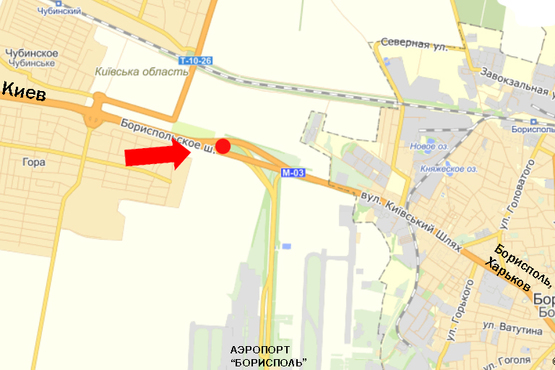 Схема рекламної площини за адресою Трасса Киев-Борисполь, разделитель, в сторону а/п Борисполь, левая