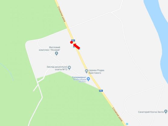 Схема рекламної площини за адресою Столичное шоссе, остановка "Конча-Заспа", в Киев