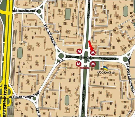 Схема рекламной плоскости по адресу Оболонский пр., 26, в сторону ст. м. "Минская", возле "McDonald's", ТРЦ "Dream Town", левый