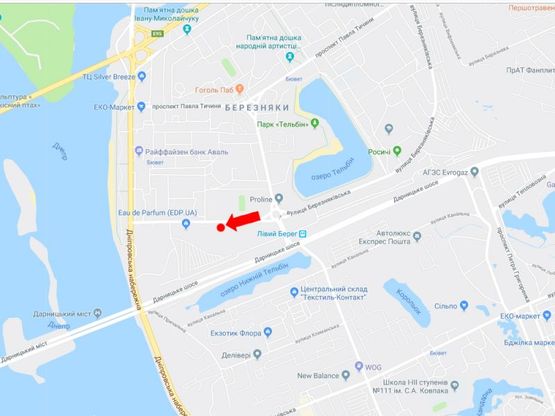 Схема рекламной плоскости по адресу Березняковская ул., 25, в сторону Днепровская Набережная