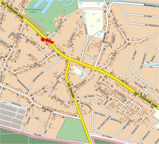 Схема рекламной плоскости по адресу Киевский Шлях ул., остановка "Комсомольское озеро", в сторону Киева