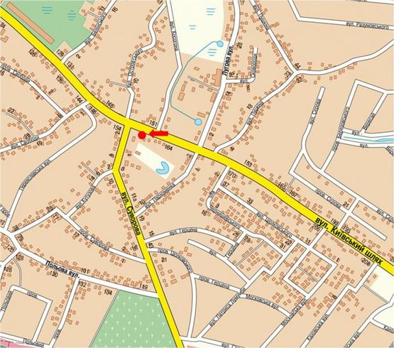 Схема рекламной плоскости по адресу Киевский Путь ул., 158, остановка "Суворова", возле АЗС Amic, в сторону Киева