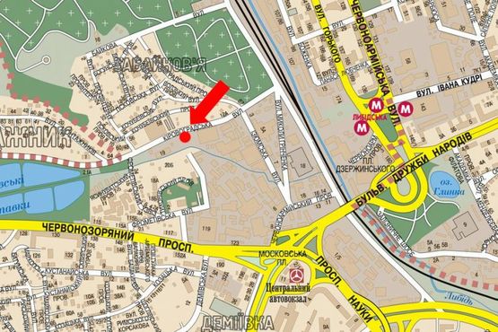 Схема рекламной плоскости по адресу Брожко ул. (бывш. Кировоградская ул.), напротив АЗС "Glusco", в сторону Лобановского пр. (бывш. Краснозвездный пр.)