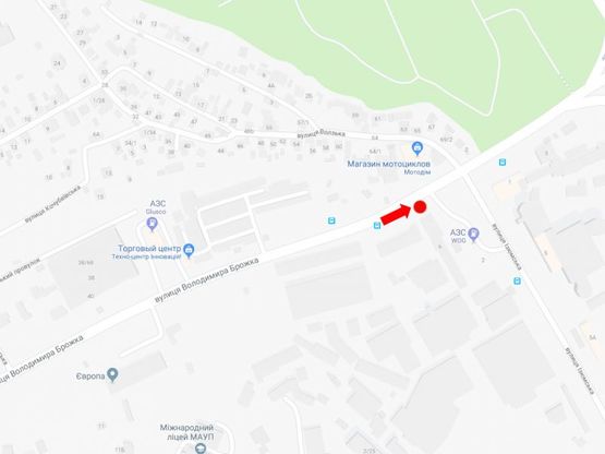 Схема рекламної площини за адресою Брожко ул. (бывш. Кировоградская ул.) - ул. Изюмская, возле АЗС "WOG", в сторону ул. Гринченко