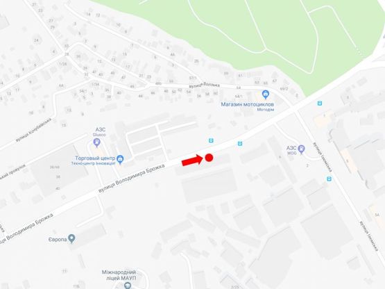 Схема рекламної площини за адресою Брожко ул. (бывш. Кировоградская ул.), 100м. до ул. Изюмская, в сторону ул. Гринченко