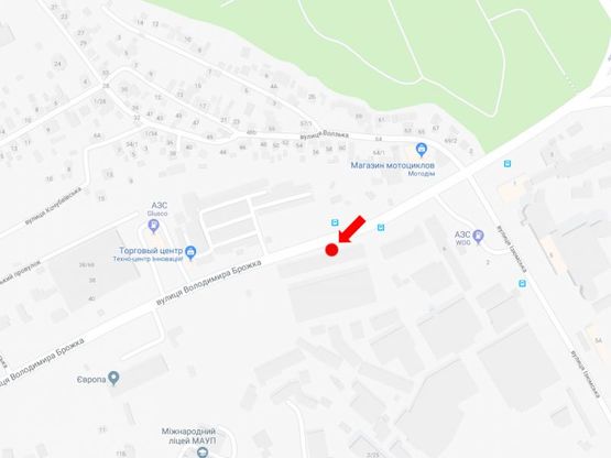 Схема рекламної площини за адресою Брожко ул. (бывш. Кировоградская ул.), 100м. от ул. Изюмская, в сторону пр. Лобановского (бывш. Краснозвездный пр.)