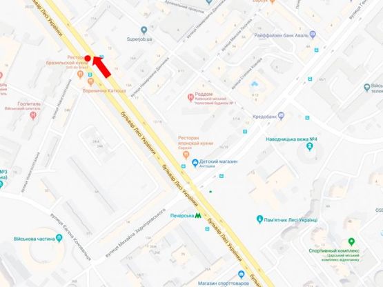 Схема рекламної площини за адресою Украинки бул., 13 / Новогоспитальная ул. (бывш. Щорса пер.), на светофоре, в сторону ул. Крещатик