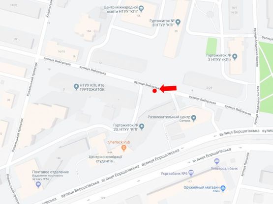 Схема рекламної площини за адресою Выборгская ул., 1, КПИ, в сторону ул. Гетьмана