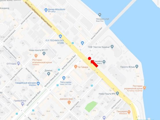 Схема рекламной плоскости по адресу Набережно-Крещатицкая ул.- ул. Верхний Вал, на светофоре, из центра