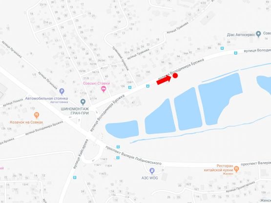 Схема рекламной плоскости по адресу Брожко ул. (бывш. Кировоградская ул.), в сторону ул. Изюмской