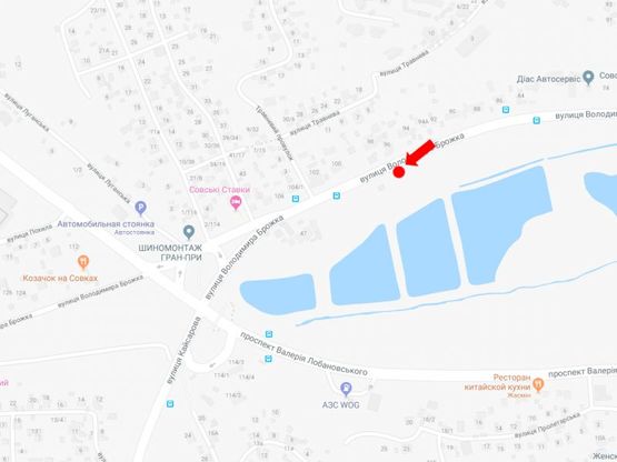 Схема рекламной плоскости по адресу Брожко ул. (бывш. Кировоградская ул.), в сторону пр. Лобановского