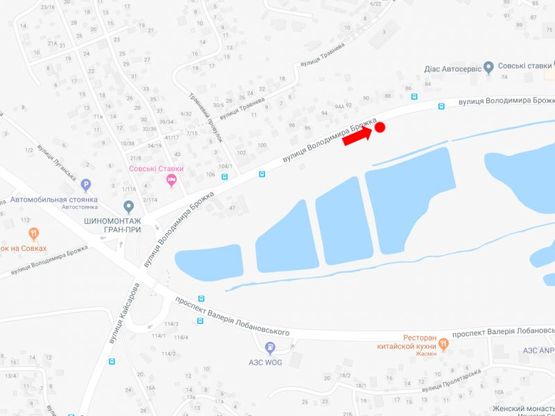 Схема рекламної площини за адресою Брожко ул. (бывш. Кировоградская ул.), в сторону ул. Изюмской