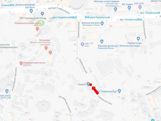 Схема рекламної площини за адресою Кудрявский спуск, 5, в сторону ул. Глубочицкой