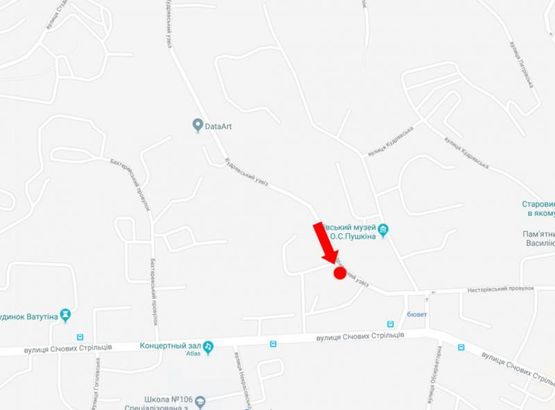 Схема рекламної площини за адресою Кудрявский спуск, 4 А, напротив, в сторону центра