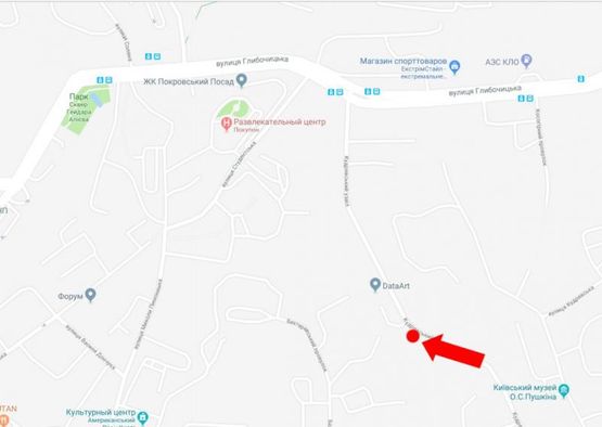 Схема рекламної площини за адресою Кудрявский спуск, 4 А, напротив, в сторону ул. Глубочицкой