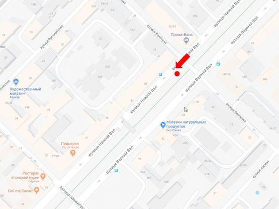 Схема рекламной плоскости по адресу Нижний Вал ул., 41/27 - ул. Волошская, на светофоре, в сторону ст.м. "Контрактовая пл."