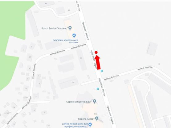 Схема рекламной плоскости по адресу Науки пр, 52 - ул. Ракетная, в сторону Демеевской пл.