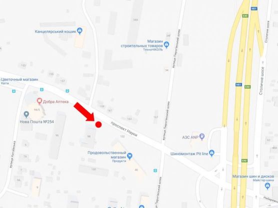 Схема рекламної площини за адресою Науки пр., 98 / Науки пр., 102, сторону Столичного шоссе