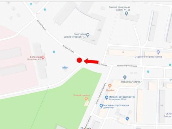 Схема рекламной плоскости по адресу Рижская ул., 1, возле Сырецкого парка, Поликлиники №3, Больницы №9, к ст. м. "Сырец"