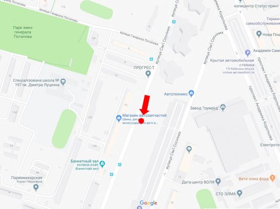 Схема рекламной плоскости по адресу Семьи Сосниных ул., 12 в сторону пр. Курбаса