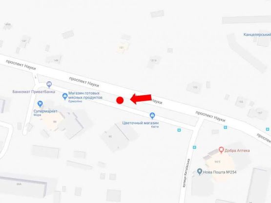 Схема рекламной плоскости по адресу Науки пр., 90 в сторону Демеевской пл.