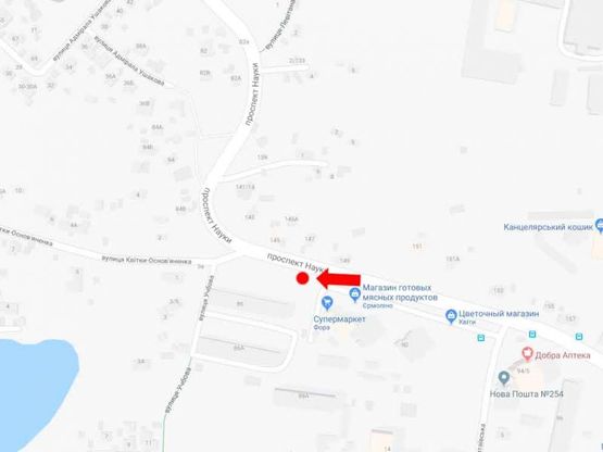 Схема рекламной плоскости по адресу Науки пр., 86 в сторону Демеевской пл.