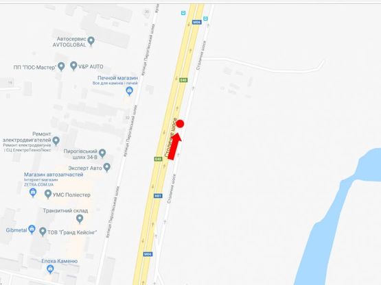 Схема рекламной плоскости по адресу Столичное шоссе - 800 м. от пр. Науки, в сторону Надднепрянского шоссе, центра