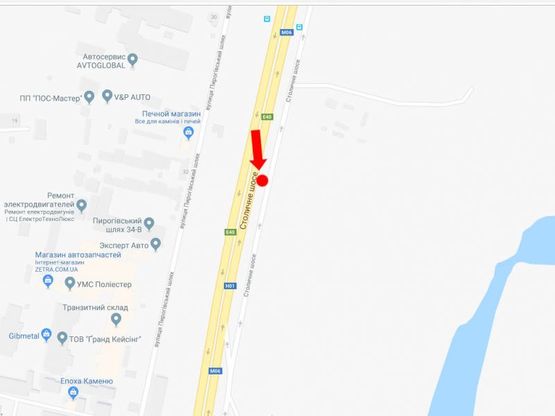 Схема рекламної площини за адресою Столичное шоссе - 800 м. до пр. Науки, из центра