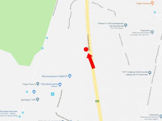 Схема рекламной плоскости по адресу Столичное шоссе - пер. Охотский, в сторону пр. Науки, центра