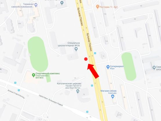 Схема рекламной плоскости по адресу Перова бул., 1 в сторону пр. Ватутина