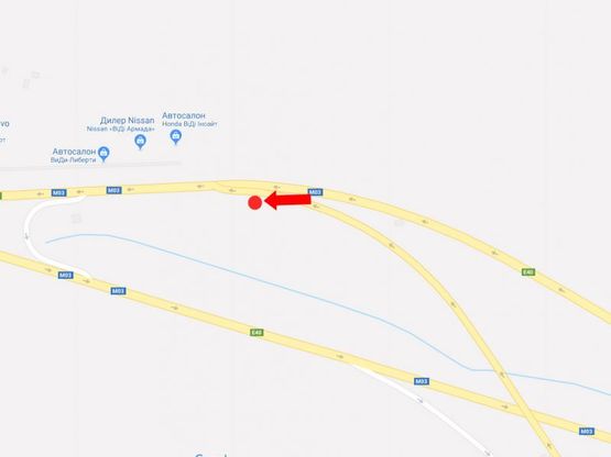 Схема рекламної площини за адресою Трасса Киев-Борисполь, на развязке дороги от а/п Борисполь в сторону Киева, правый