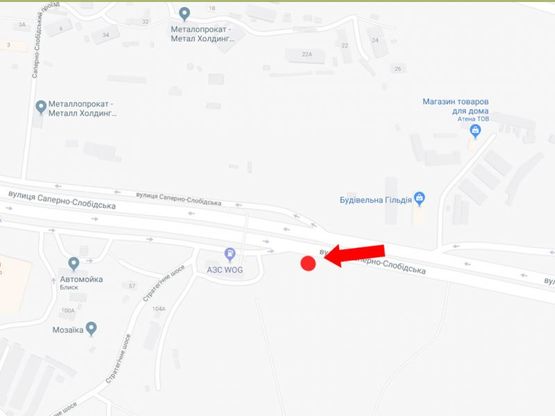 Схема рекламної площини за адресою Саперно-Слободская ул., возле АЗС WOG, в сторону Демеевской пл. (бывш. Московская пл.)