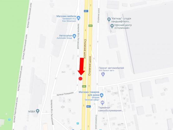 Схема рекламной плоскости по адресу Столичное шоссе - Плещеева ул., из центра