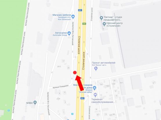 Схема рекламной плоскости по адресу Столичное шоссе - Плещеева ул., в центр