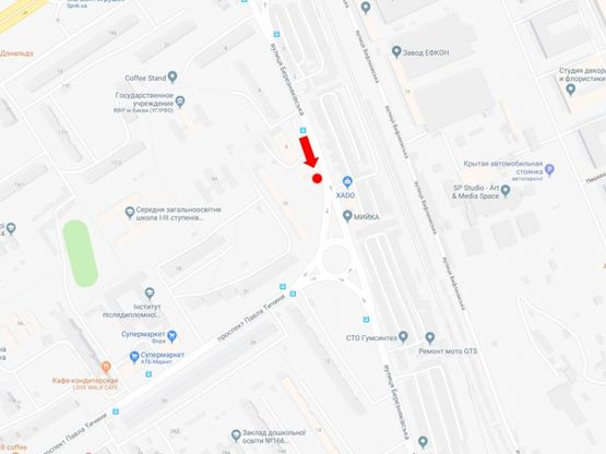 Схема рекламної площини за адресою Березняковская ул., 8а, в сторону Днепровской набережной
