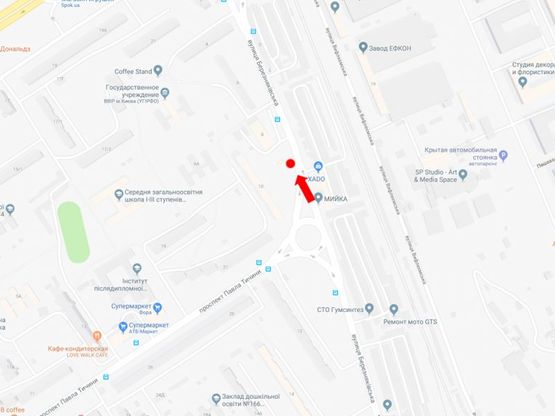 Схема рекламної площини за адресою Березняковская ул., 8а, в сторону пр. Соборности